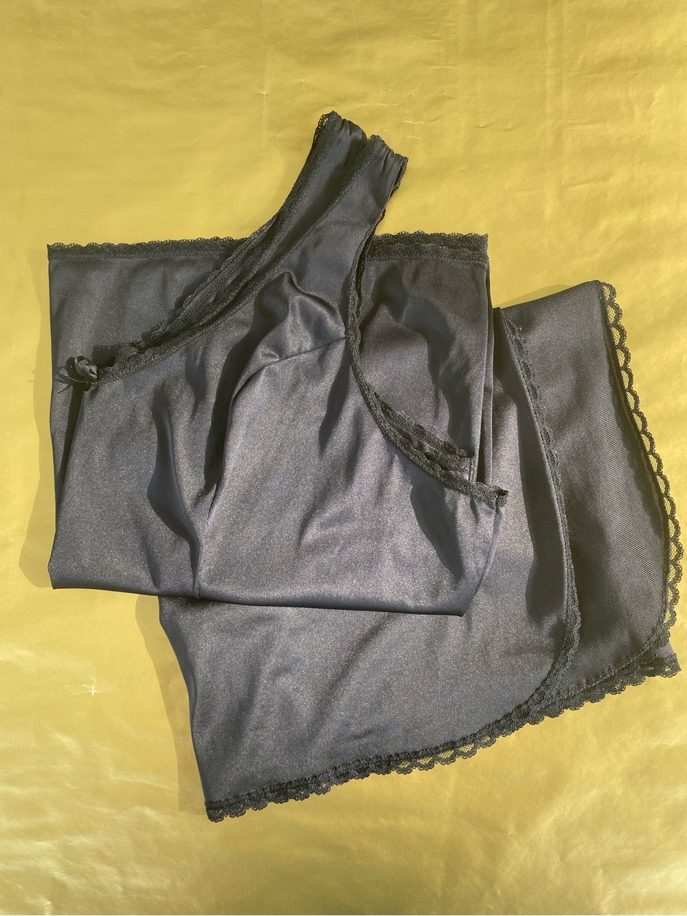Vintage Wondermaid Black Slip Dress + Camisole Set – Size Large